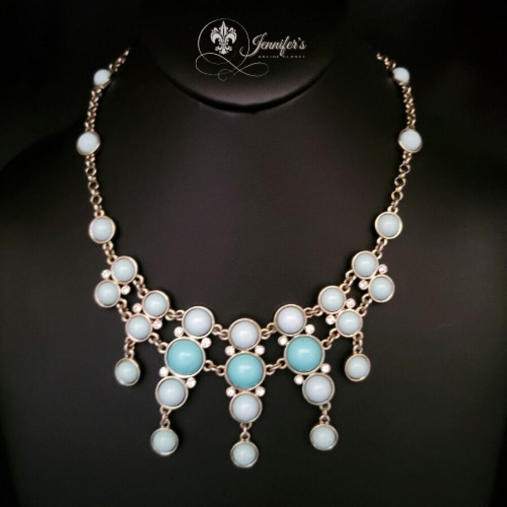 Banana Republic Turquoise and Mint Green Round Bubble Necklace